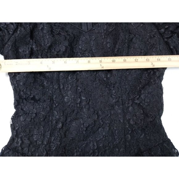 Vintage Positively Ellyn Black Lace Cocktail Prom Dress 80'Elastic Waist Sz 8 - Picture 11 of 16